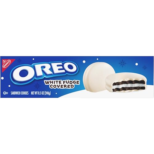 OREO WHITE FUDGE COVERED CHOCOLATE SANDWICH COOKIES, LIMITED EDITION HOLIDAY COOKIES, 8.5 OZ