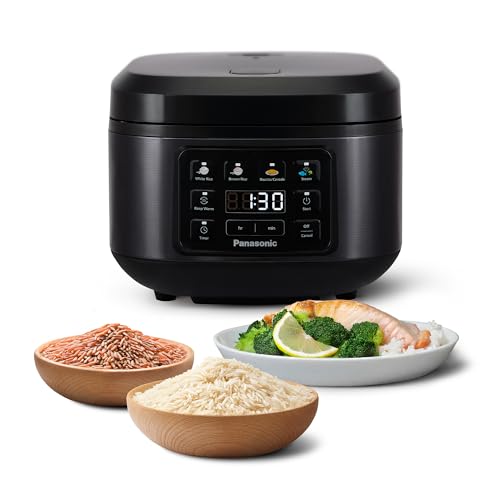 Panasonic SR-DA152KXE Cuociriso Automatica con Vapore, 1,5 litri (8 porzioni), Fuzzy Logic, Indicazione Livello Acqua, Senza BPA, Mantenimento in Caldo, Avvio Ritardato, Nero