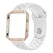 UMTELE Compatible for Fitbit Blaze Bands, Sport Silicone Strap with Rose Gold Frame Replacement for Fitbit Blaze Smart Fitness Watch Grey/White