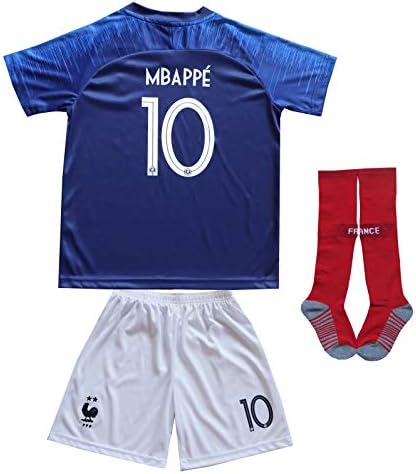 2018 France Antoine Griezmann #7 Kylian MBAPPE #10 Home Blue Kids Soccer Football Jersey Socks Shorts Youth Sizes