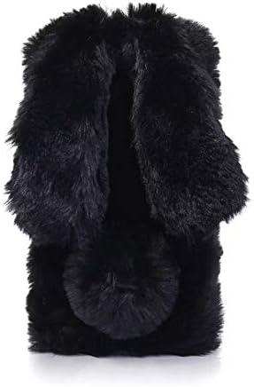 KANTAS iPhone X, Fluffy Bunny Case Lovely Smooth Rabbit Design Soft Cute Luxury Warm Gift with Bunny Ear Cases and Covers for Apple iPhone X (5.8"), Black