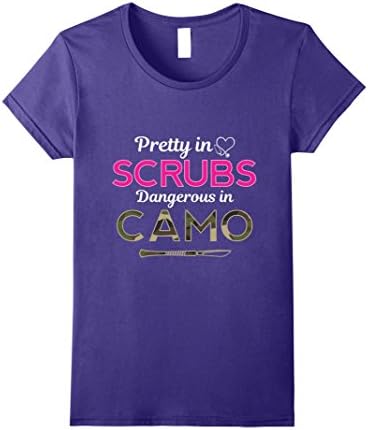 Womens Pretty In Scrubs Dangerous In Camo T Shirt Large Purple