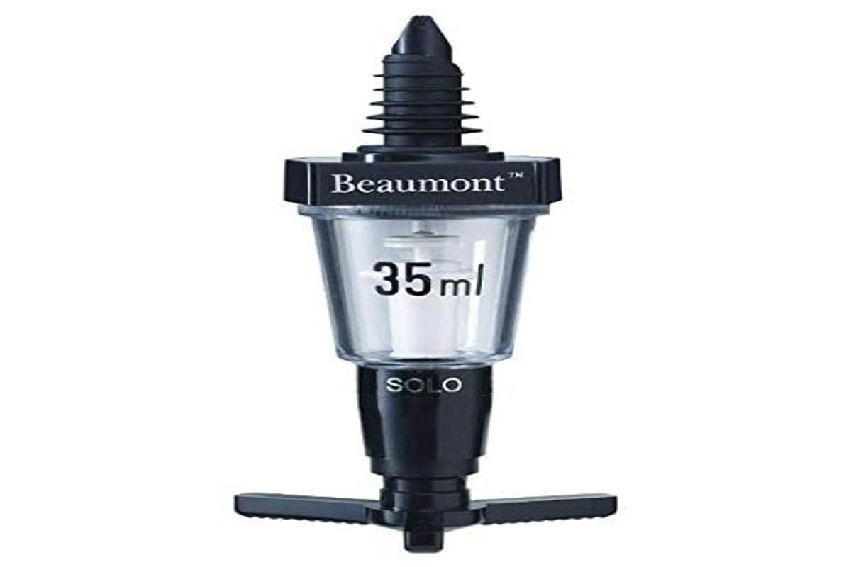 Beaumont Spirit Optics Dispenser Stamped 35ml, Black, Government Stamped, Professional Bar or Home Use, Alcohol Optics Dispenser, Precise Measurement, Leak Proof Rubber Seal, CD283