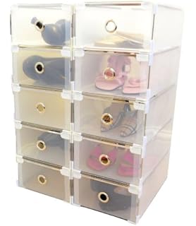 Periea Strong Plastic Stackable Shoe Drawers With Metal Frame