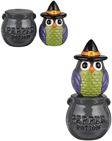 Witch Owl Halloween Magnetic Salt & Pepper Set by Grasslands Road