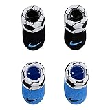 NIKE Children's Apparel Baby Bootie (2 Pack), Black/Blue Soccer Cuff, 0/6M