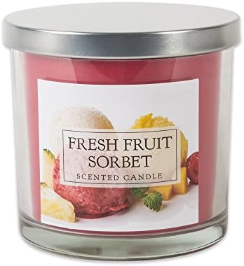 Home Traditions 3-Wick Evenly Burning Highly Scented 4x4" Large Jar Candle with 45+ Hour Burn Time (14.5 Oz) - Fresh Fruit Scent