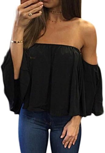 Women off Shoulder Tops Summer Chiffon Blouse White Casual Shirt