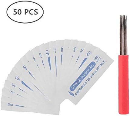 50pcs Disposable Tattoo Needles Semi-permanent Eyebrow Makeup 19 Pin Round Fog Eyebrow Tattoo Blades Stainless Safe and Non-toxic