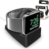 Orzly Compact Stand for Apple Watch - Nightstand Mode Compatible - BLACK Support Stand with integrated Cable Management Slot (38mm & 42mm compatible)
