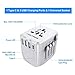 Castries Universal Travel Adapter, 2300W International Power Adapter with Dual Fuse, European Plug Adapter with 1 Type C&3 USB Ports, Universal AC Plug for Over 200 Countries, Travel Accessories,Gray
