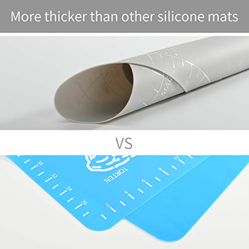 Non-Slip Silicone Pastry Mat with Measurements for Silicon Baking Mats, Non-Stick Dough Rolling Mat, Kneading/Place Mats, Fondant/Sugarcraft/Pie Crust Mat by Super Kitchen (15Ã—20, Grey)