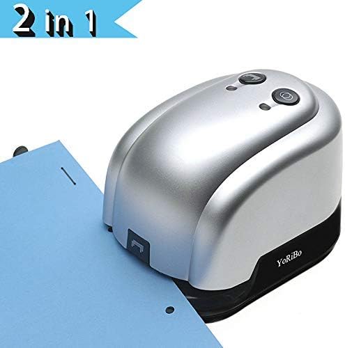 Electric Stapler Hole Puncher Office Desk Stapler Automatic (Sliver)