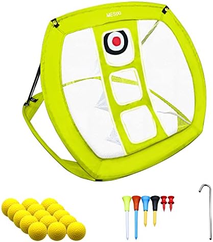 MESIXI Pop Up Golf Chipping Net | Perfect Golf Gifts for Men Kids,Outdoor Indoor Mini Putting Green Golfing Target Accessories Backyard Practice Swing Funny Game with 15 Training Balls