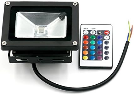 Outdoor Security RGB Waterproof LED Floodlight High Powered RGB Color Change 7 Different Color Change with Remote Control Ac85v-265v (10watts) (Black)