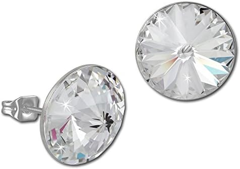 Amello Stainless steel stud earring white cone, swarowski elements, original Amello ESOS10W