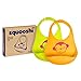 Squooshi Waterproof Silicone Bib Easily Wipes Clean | Comfortable Soft Baby Bibs Keep Stains Off | Spend Less Time Cleaning after Meals with Babies or Toddlers | Set of 2 Colors | Lime Green + Orange