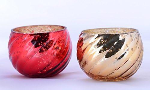 Candle Holders Thanksgiving Christmas Gift Decorations Set of 4 MystiqueDecors Tealight Votive Glass Mercury Finish
