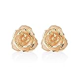 Gold Earrings Studs, ZJchao Women Flower Stud Earrings Dipped 24K Gold Earring Pins Birthday/Anniversary/Valentines Gift for Her
