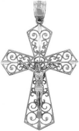 Religious Jewelry by FDJReligious Jewelry 925 Sterling Silver Crucifix Filigree Charm Pendant