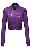 Luna Flower Women's Sexy Faux Leather Zip Up Long Sleeve Moto Crop Jackets