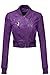 Luna Flower Women's Sexy Faux Leather Zip Up Long Sleeve Moto Crop Jackets