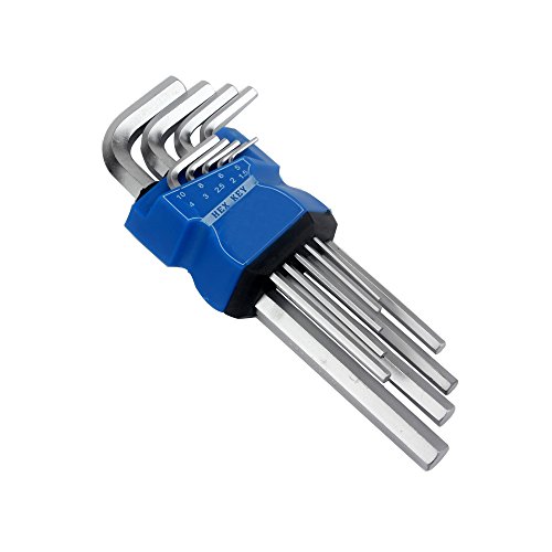 Senzeal Long Arm Metric Hex Key Bit Wrench L-Shape Set From 1.5mm to 10mm 9pcs