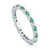 BERRICLE Rhodium Plated Sterling Silver Cubic Zirconia CZ Anniversary Eternity Band Ring