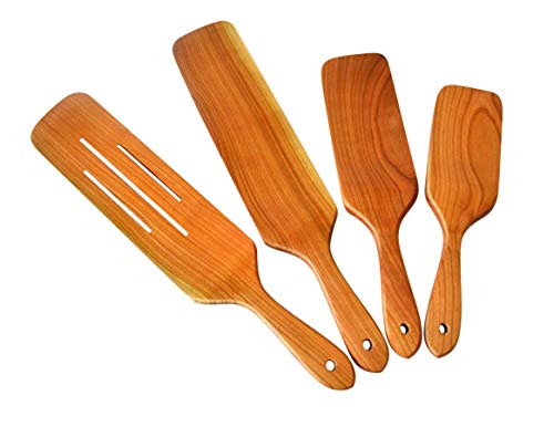 Handmade Utensil Set Of 4 Wooden Kitchen Utensils Spatula Cherry Wood Spurtle Kitchen Supplies