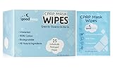 GoodSleep Company CPAP Mask Wipes For Travel - 25 Pack Unscented - Natural Formula, 100% Cotton and Biodegradable