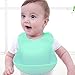 LIXINM 2PCS Premium Waterproof Silicone Bib Easily Wipes Clean, Comfortable Soft Baby Bibs Keep Stains Off. Adjustable Snaps Feeding Bibs For Infants, Easy Clean With Big Roll Up Pocket (Green/Blue)