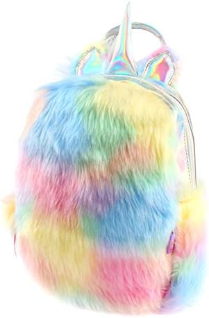 ==))Cute Plush Unicorn Backpack, Fluffy Mini Unicorn Backpack Bags for
Girls Female Travel Plush Soft Rainbow Schoolbag (Color 1)