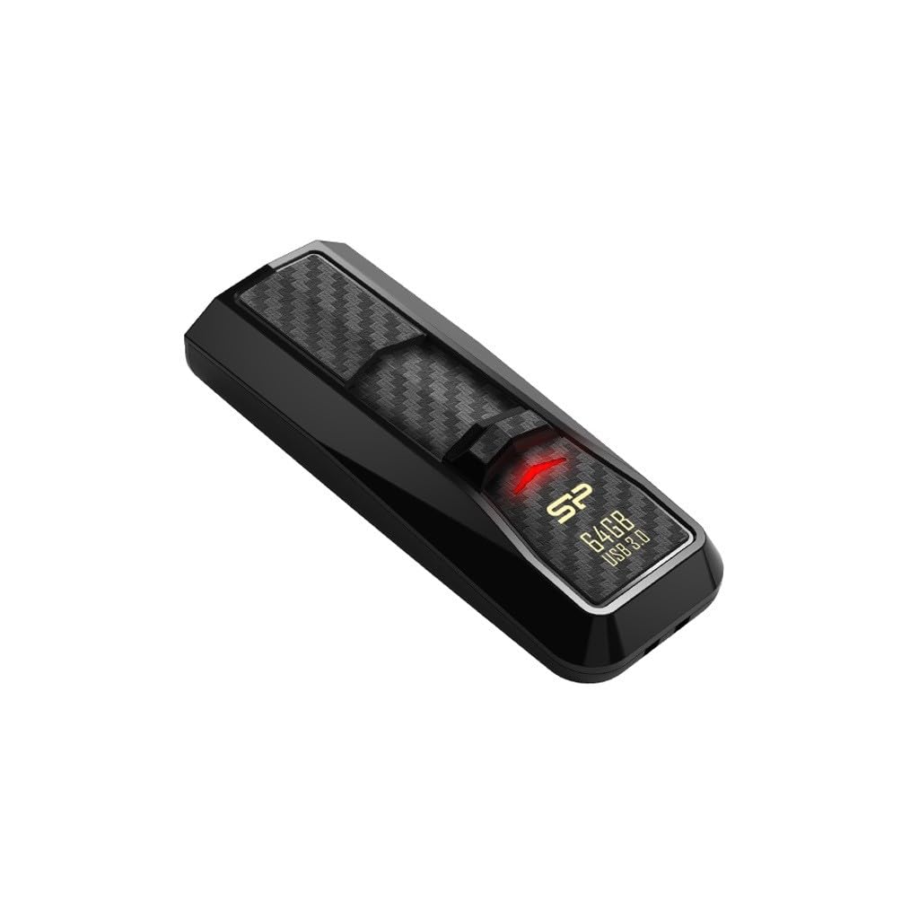 Silicon Power 128 GB Blaze B50 USB 3.0 Ultra Fast Flash Drive, Read up to 90 MB/s USB 3.0, Special carbon fiber surface treatment, Black