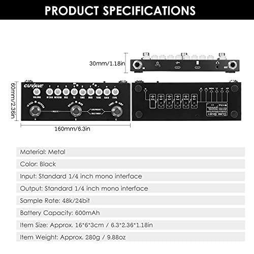 Pedal De Efeito Combinado De Guitarra multi-efeitos Elétrica Multifuncional Portátil Pedaleira Para Quitarra Com Reprodução De Música Sem Fio, Gravação De Telefone, Função De Interface De Áudio