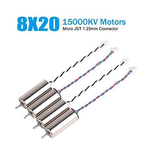 4pcs 8x20mm 15000KV Brushed Motors 1.0mm Shaft with Micro JST 1.25 2P Connector CW CCW 8020 Coreless Motors for TINY 7X /Beta75s RC Drone Quadcopter