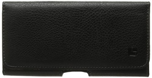 SumacLife Horizontal Vegan Leather Pouch Case Belt Clip with Belt Loops Magnetic Flap for Smartphones - Retail Packaging - Black