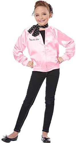 Tdmall Girls 50's T-Bird Danny Pink Ladies Jacket Costume with Scarf