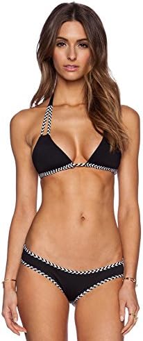 LEONNER Womens Two Pcs Of Sexy Bikini Swimsuit Fashion Swimwear Black(S)