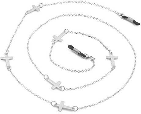CROISSANT Fashion Glasses Chain Glasses Sunglasses Chain Glasses Retainer Strap,Secure Fit For Your Glasses And Eyewear【Exquisite Gift Packaging】 (cross-Silver)