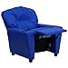 Flash Furniture Chandler Vinyl Kids Recliner with Cup Holder and Safety Recline, Contemporary Reclining Chair for Kids, Supports up to 90 lbs., Blue