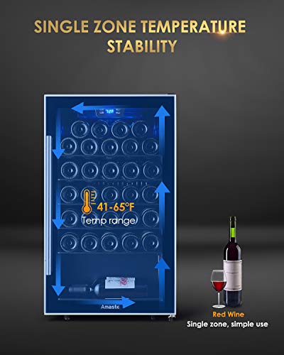 Amaste-Wine-Fridge-34-Bottle-Single-Zone-Wine-Cooler-Freestanding-Wine-Refrigerator-Double-Pane-Anti-UV-RaysAnti-frost-Tempered-Glass-Door-High-Efficiency-Compressor-Chrome-Racks-Blue-LED-Light-Revers