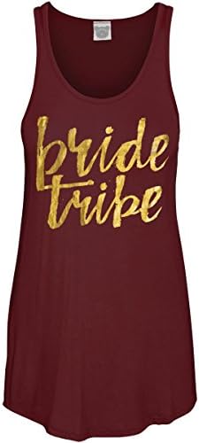 COLORBEAR Womens Bride Tribe W/Gold Foil Graphic Scoop Neck Tank Top Burgundy Large