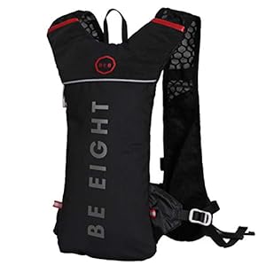 BE8(ビーエイト) ランニング リュック スポーツ 超軽量230g 光反射 通気 防水 5L (ブラック)