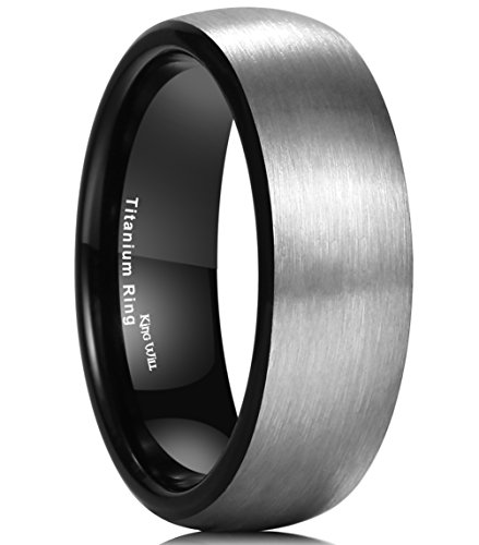 Basic 3MM/5MM/7MM/9MM Silver/Black Titanium Ring Brushed/Matte Comfort Fit Wedding Band for Men