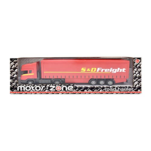 MOTOR ZONE from Peterkin | Freight Road Hauler Toy Vehicle | 30cm Red Articulated Freight Truck with detachable trailer and free wheel action | 1:48 Scale | Diecast Vehicles | Ages 3+
