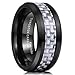King Will GENTLEMENT 8mm Black Tungsten Ring Wedding Band Silver Carbon Fiber Inlay Beveled Edge Polished Finish