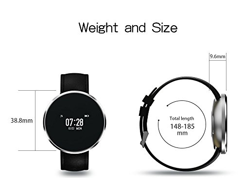 MeiLiio Smart Tracker Watch with Heart Rate and Blood Pressure, Waterproof Smart Wristbands Blood Oxygen Bluetooth Smart Bracelet Running GPS Units for Women Men (Silver Leahter Wristband)