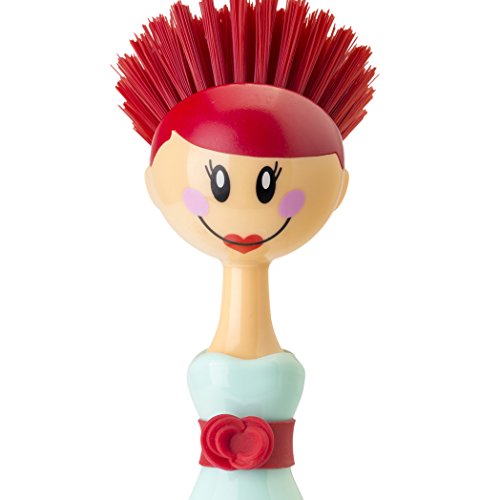 Dish Brush Vigar Dolls April with Printed Dress 10 3/4Inches Green Red