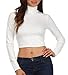 Sakkas 687121 Matte Liquid Mock Neck Turtleneck Long Sleeve Crop Top - Made in USA - Off-White - L