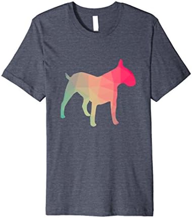 Mens Bull Terrier Geometric Poly Design T Shirt Small Heather Blue
